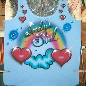 COPY - DOUBLE HEART RAINBOW Airbrushed T-shirt Custom